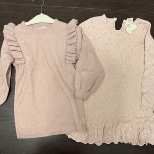 Pink Ruffle Sweater Dress Set